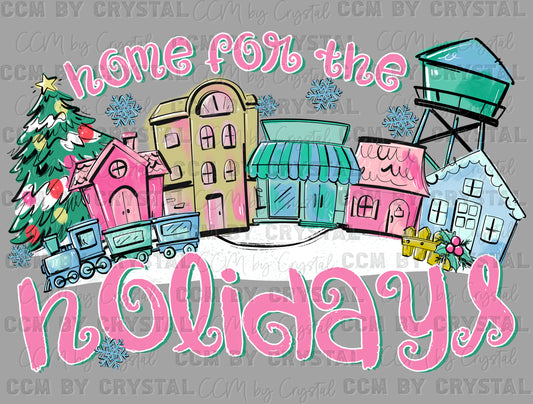 Home for the Holidays Winter Christmas Ready to Press Transfer DTF Transfer