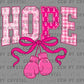 Hope Breast Cancer Bow Gloves Sports Ready to Press Transfer DTF Transfer Sublimation Transfer