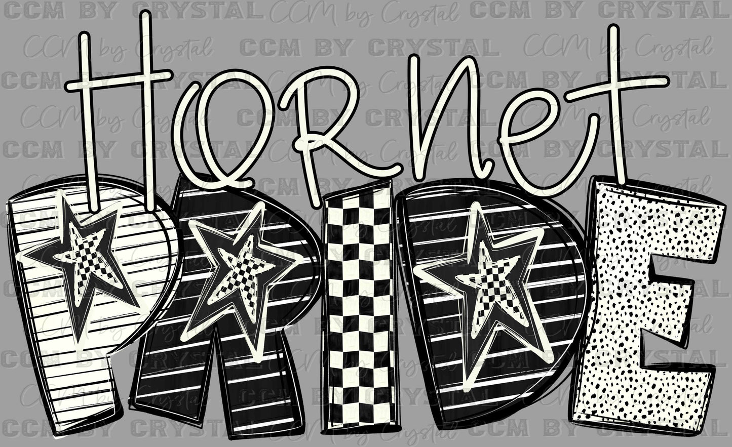 Hornet Pride Stars Checkered Sports Mascot Ready to Press Transfer DTF Transfer Sublimation Transfer