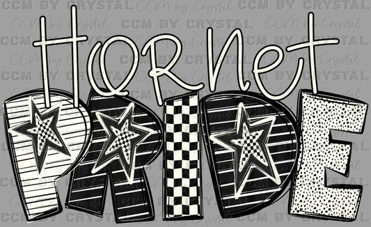 Hornet Pride Stars Checkered Sports Mascot Ready to Press Transfer DTF Transfer Sublimation Transfer