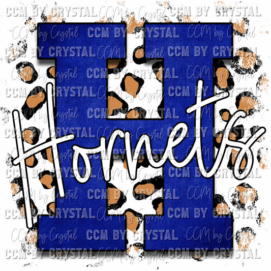 Letter H with Hornets with Leopard Background Mascot Ready to Press Transfer
