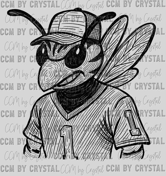 Hornets Jackets Mascot Sketch Ready to Press Transfer DTF Transfer Sublimation Transfer