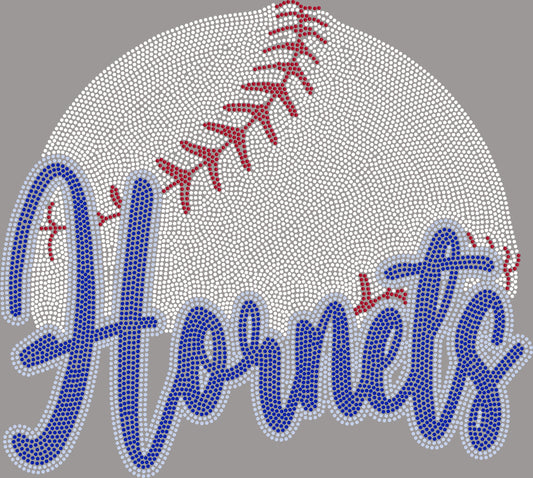 Hornets Baseball or Softball Approximately 11" wide Spangle Transfer