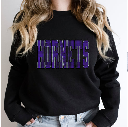 Hornets 11" 2-Color Ready to Press Spangle Transfer Bling Transfer Sparkle Transfer