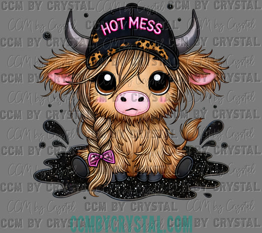 Hot Mess Highland Cow Ready to Press Transfer DTF Transfer Sublimation Transfer