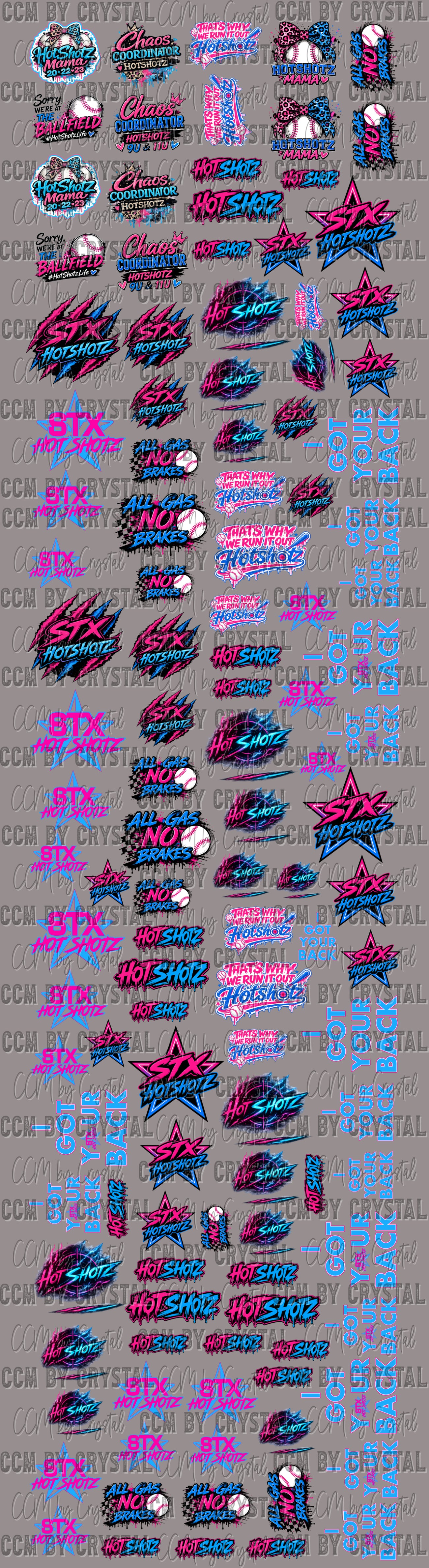 Pre Made Hotshotz Gang Sheets for UV DTF Transfers READ Description