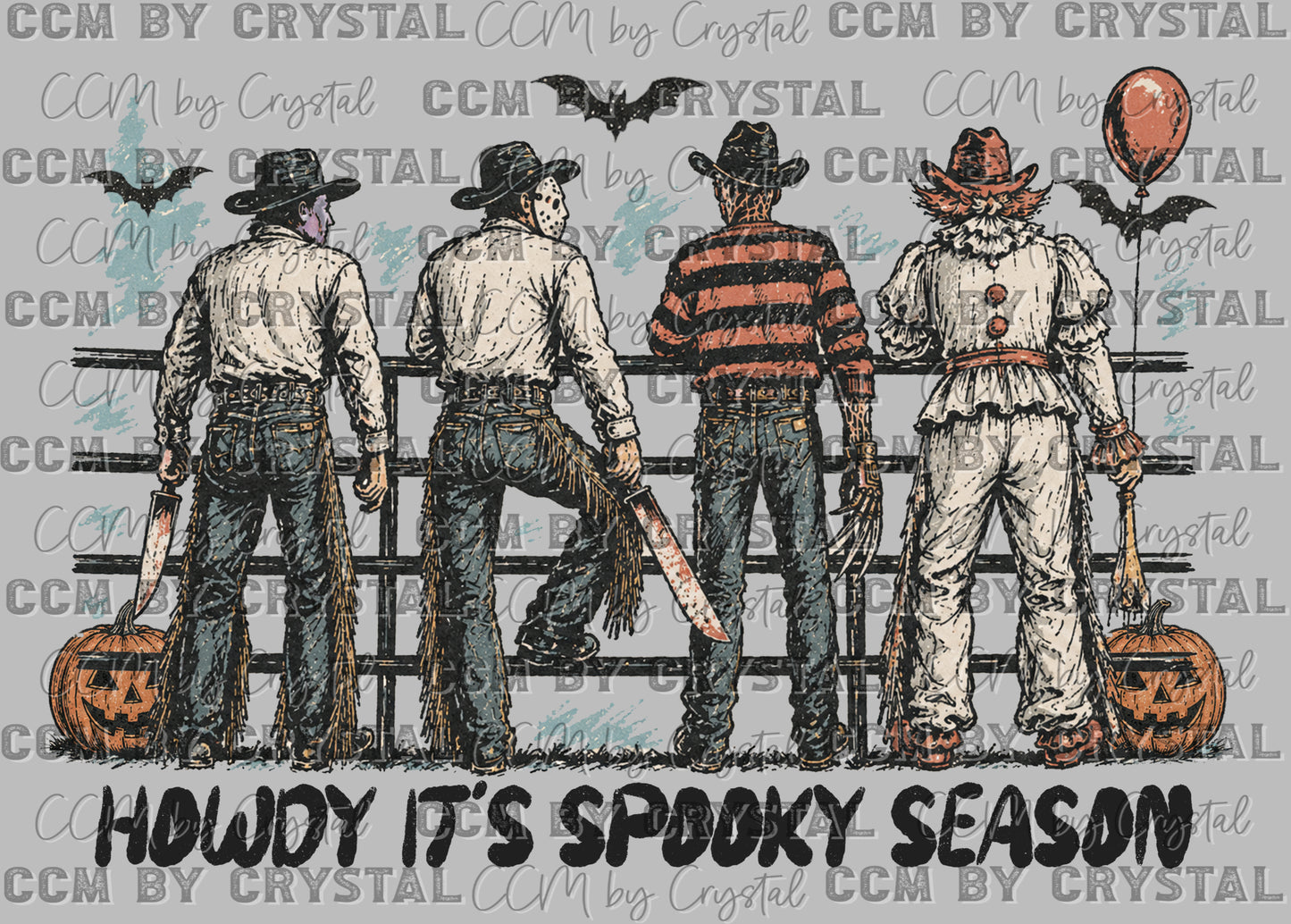 Howdy it's Spooky Season Horror Cowboys Ready to Press DTF Transfers Sublimation Transfers