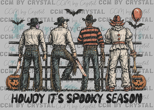 Howdy it's Spooky Season Horror Cowboys Ready to Press DTF Transfers Sublimation Transfers