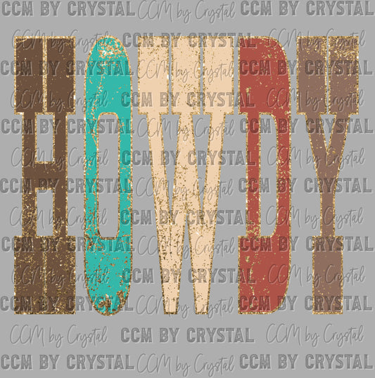 Howdy Western Faux Glitter Ready to Press DTF Transfers Sublimation Transfers