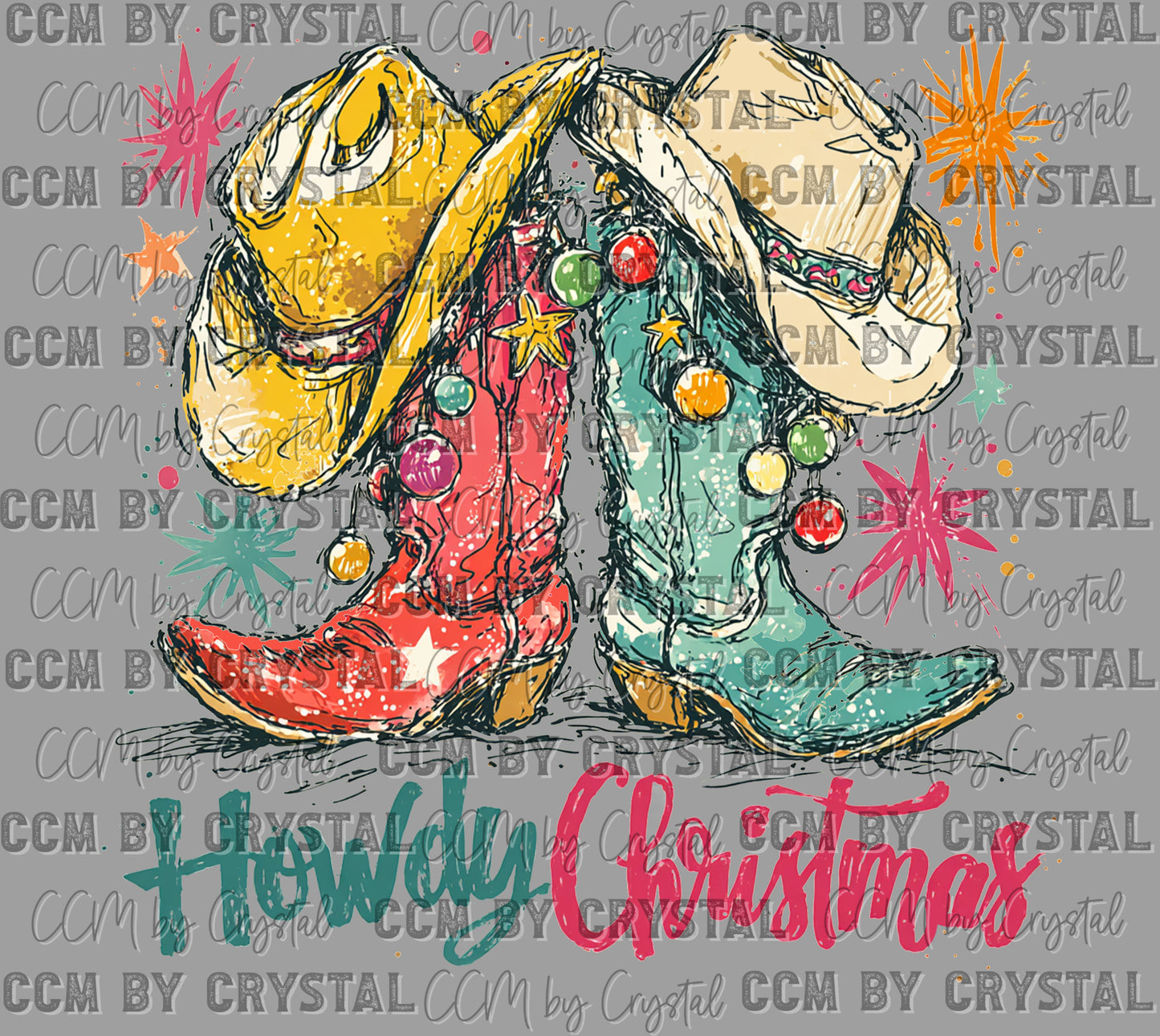 Howdy Christmas Western Ready to Press Transfer Instant Peel DTF Transfer Sublimation Transfer