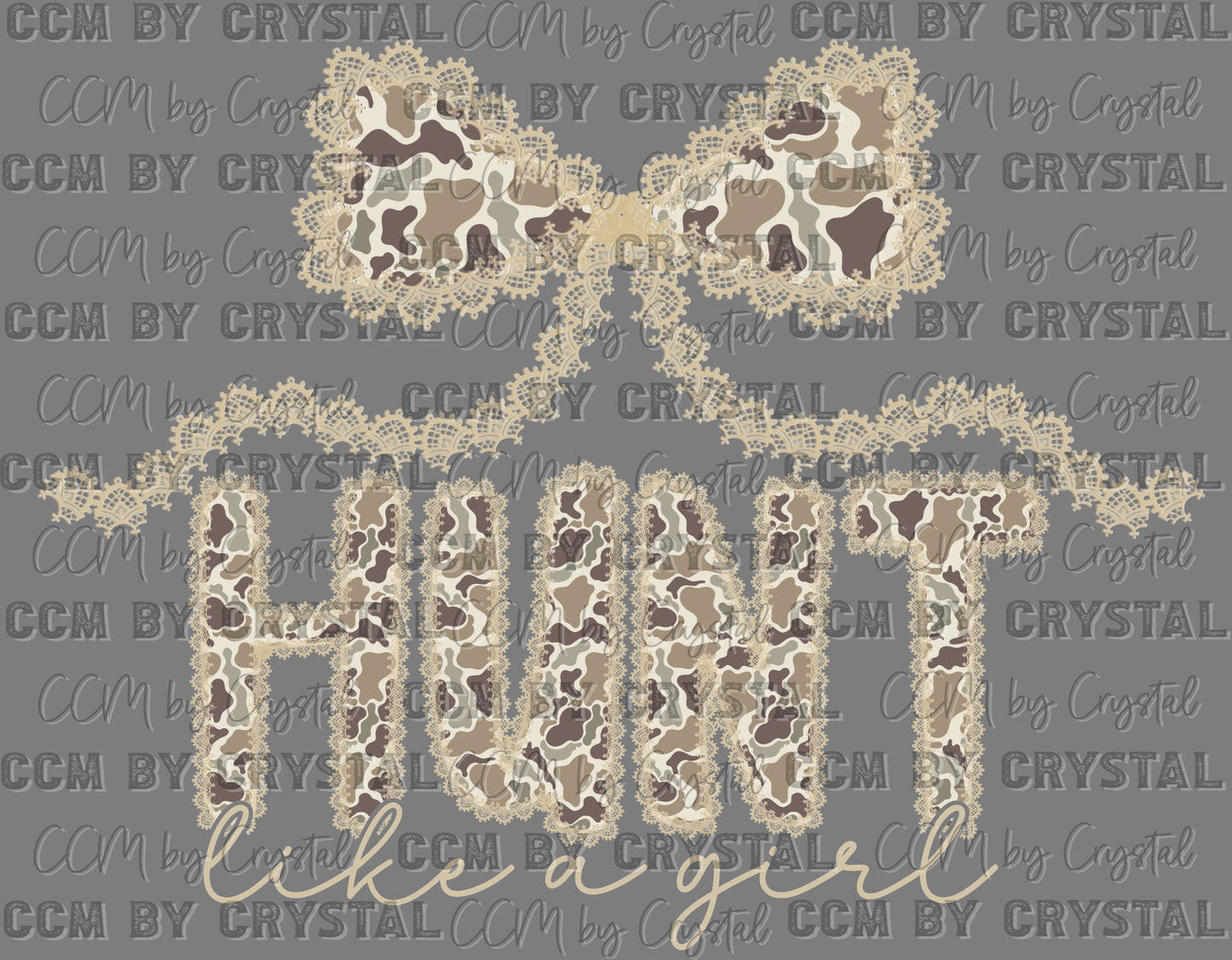 Hunt Like a Girl Camo Faux Lace UV DTF Transfer Sticker UV Transfer Ready to Apply