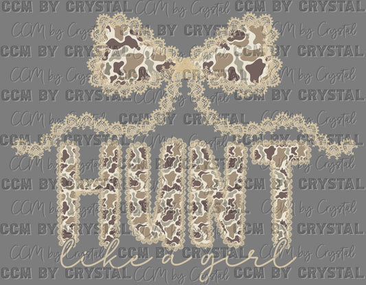 Hunt Like a Girl Camo Faux Lace UV DTF Transfer Sticker UV Transfer Ready to Apply