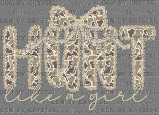 Hunt Like a Girl Camo Faux Lace UV DTF Transfer Sticker UV Transfer Ready to Apply