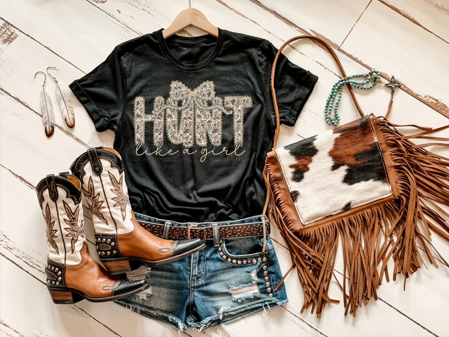 Hunt like A Girl Camo Faux Faked Lace Ready to Press Transfer Instant Peel DTF Transfer Sublimation Transfer