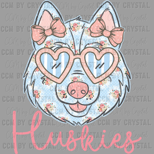 Preppy Huskies Mascot Ready to Press Transfer DTF Transfer Sublimation Transfer