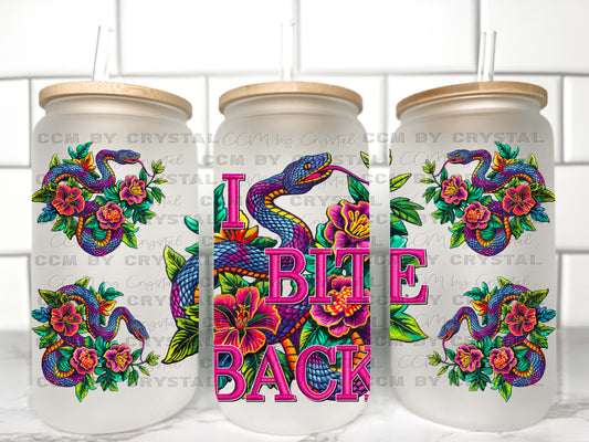 I Bite Back Snake UV Transfer 16oz Libby Glass Can Wrap Ready to Apply