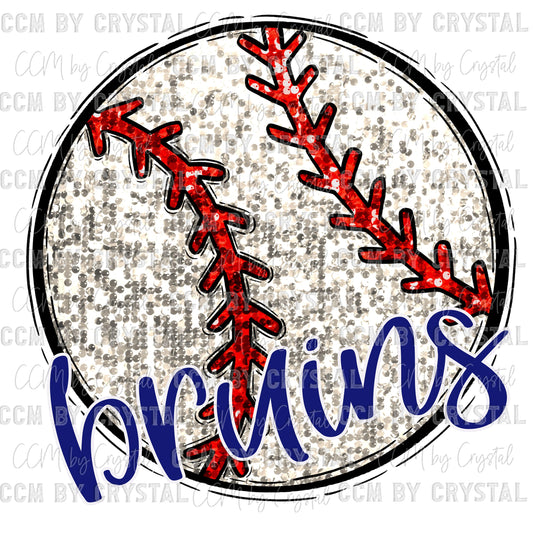 Bruins Baseball Faux Sequins Faux Embroidery Mascot Ready to Press Transfer