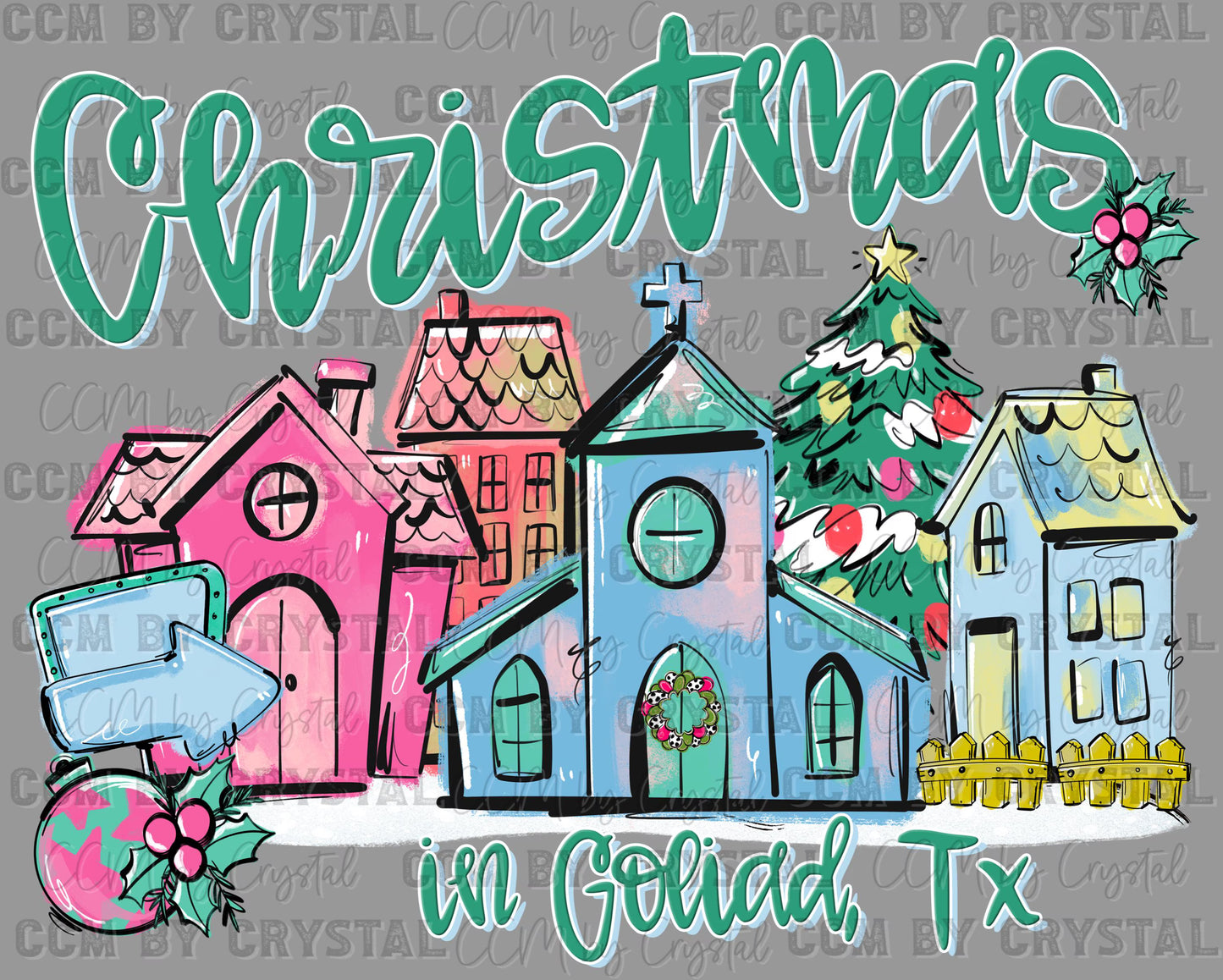 Personalized Christmas Small Town Ready to Press Transfer DTF Transfer Sublimation Transfer