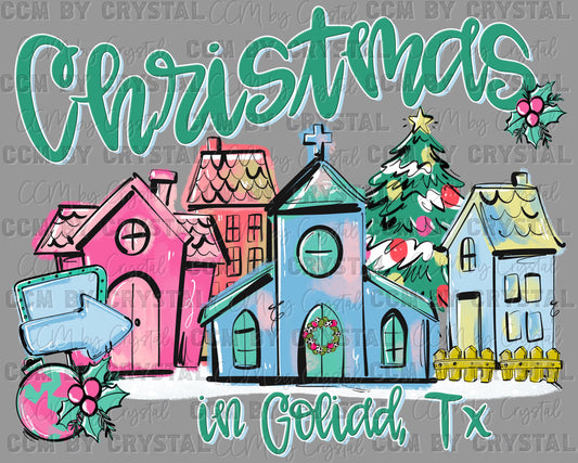Personalized Christmas Small Town Ready to Press Transfer DTF Transfer Sublimation Transfer