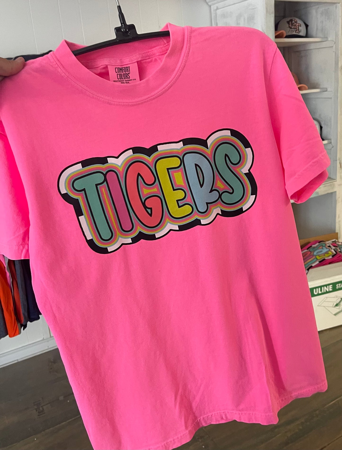 Colorful Tigers Checkered T-Shirt