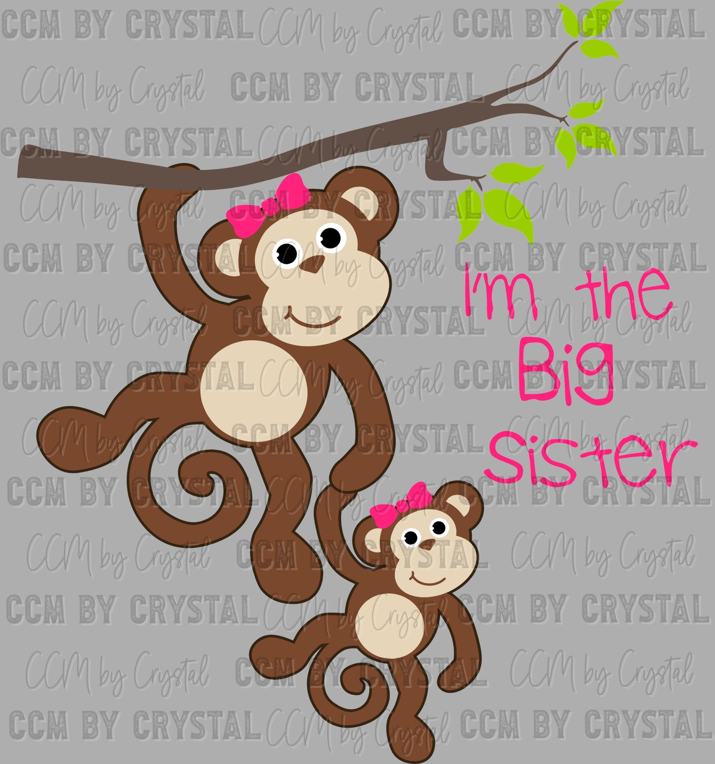 I'm the Big Sister Monkeys Girl Ready to Press Instant Peel DTF Transfers Sublimation Transfers