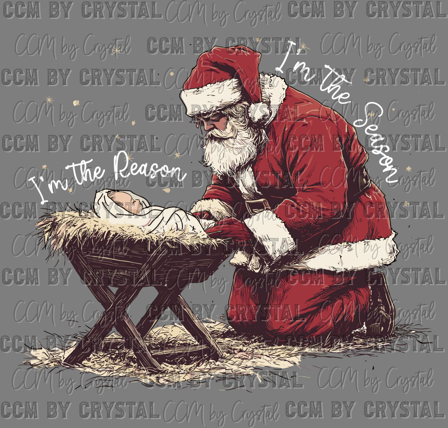 Christmas Santa Manger Ready to Press Transfer DTF Transfer
