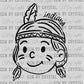 Indians Mascot Doodle Ready to Press Transfer DTF Transfer Sublimation Transfer