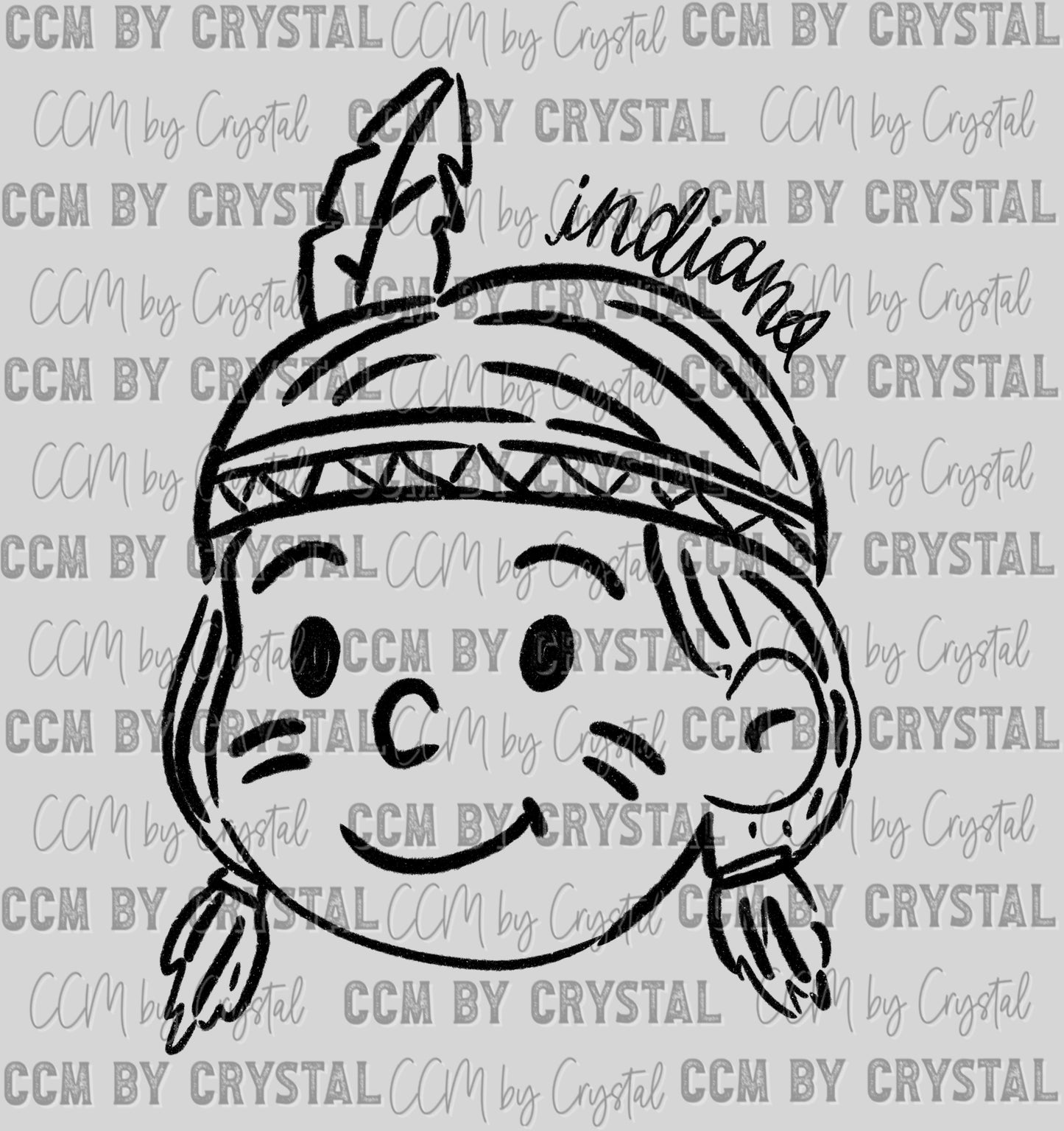 Indians Mascot Doodle Ready to Press Transfer DTF Transfer Sublimation Transfer