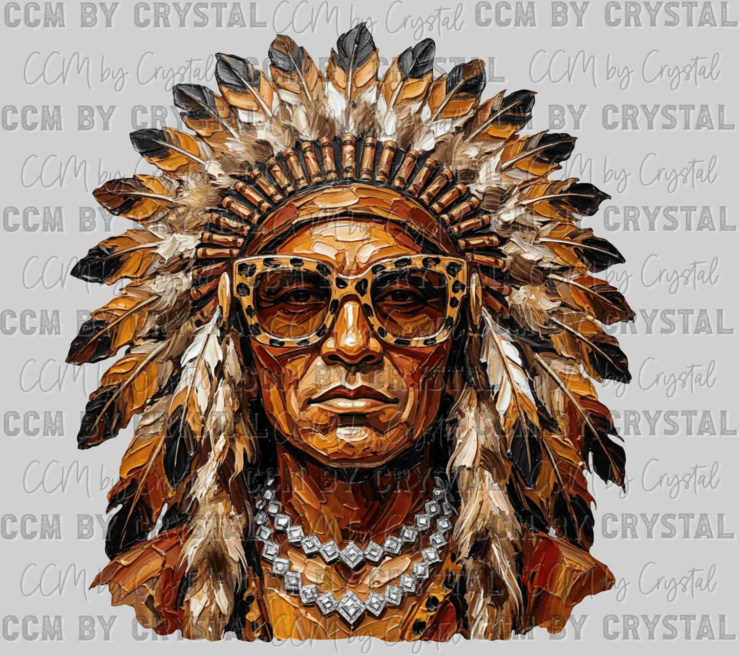 Glam Indians Mascot Faux Texture Paint Ready to Press DTF Transfers Sublimation Transfers