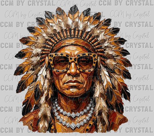 Glam Indians Mascot Faux Texture Paint Ready to Press DTF Transfers Sublimation Transfers