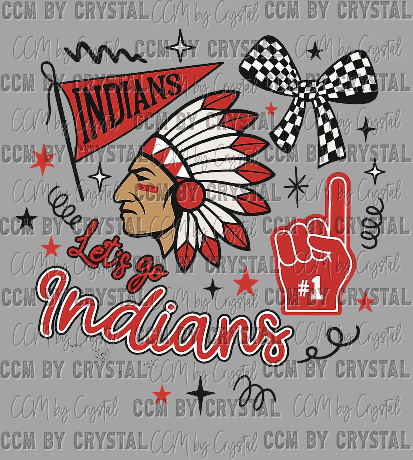 Let's Go Indians Red Ready to Press Instant Peel DTF Transfers Sublimation Transfers