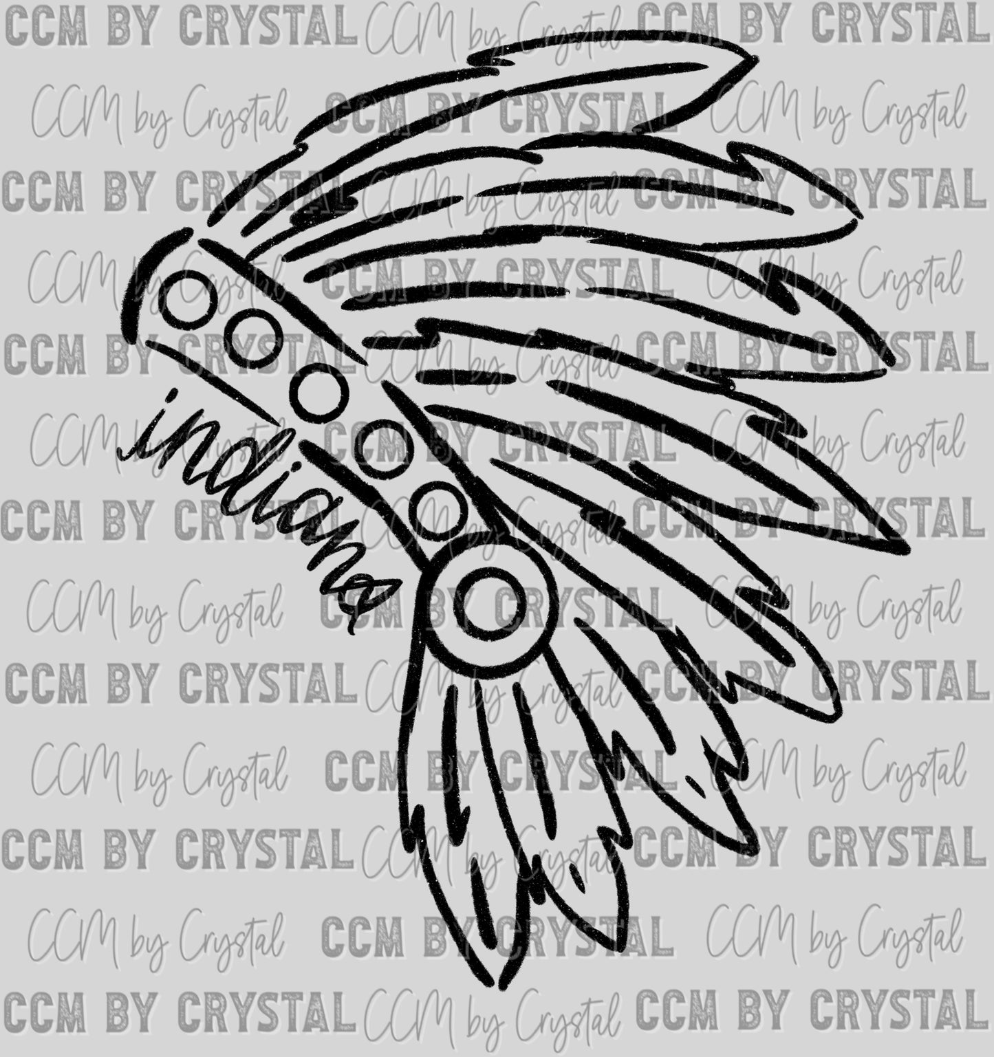 Indians Mascot Doodle Ready to Press Transfer DTF Transfer Sublimation Transfer