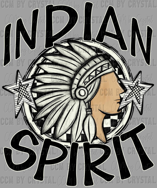 Indian Spirit Stars Checkered Sports Mascot Ready to Press Transfer DTF Transfer Sublimation Transfer