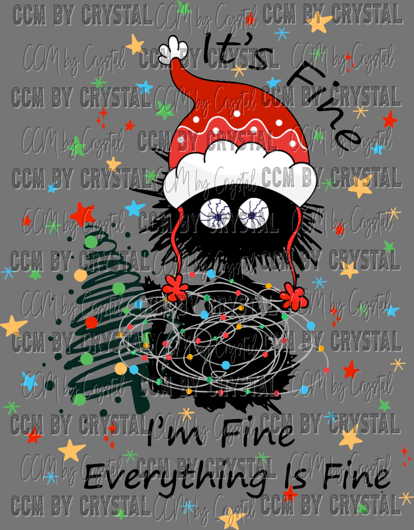 It's Fine I'm Fine Everything's Fine Cat Christmas Ready to Press Transfer DTF Transfer Sublimation Transfer