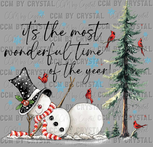 It's the Most Wonderful Time of the Year Snowman Winter Christmas Ready to Press Transfer DTF Transfer