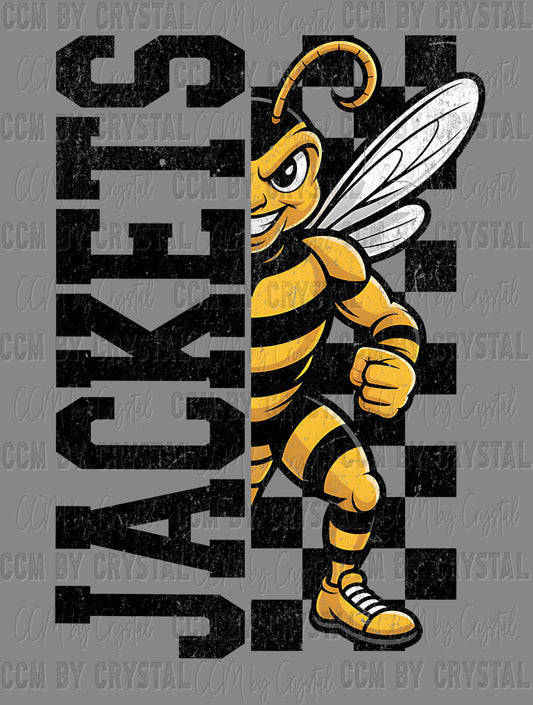 Jackets Grunge Checkered Sports Mascot Ready to Press Transfer DTF Transfer Sublimation Transfer