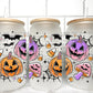 Colorful Jack-O-Lantern Halloween UV Transfer 16oz Libby Glass Can Wrap Ready to Apply