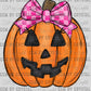 Jack-O-Lantern With Pink Bow Halloween Ready to Press Transfer DTF Transfer Sublimation Transfer