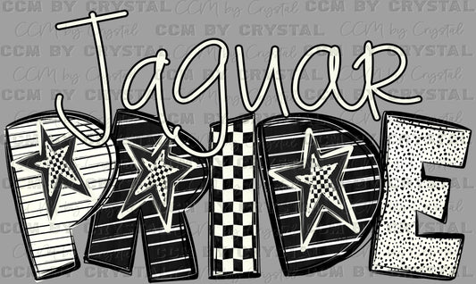 Jaguar Pride Stars Checkered Sports Mascot Ready to Press Transfer DTF Transfer Sublimation Transfer