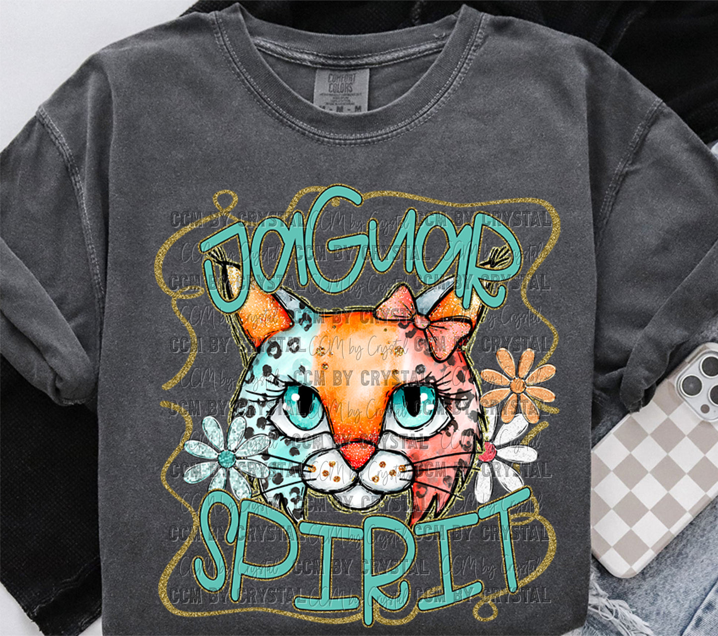 Jaguars Spirit Cartoon Mascot Ready to Press Transfer DTF Transfer Sublimation Transfer