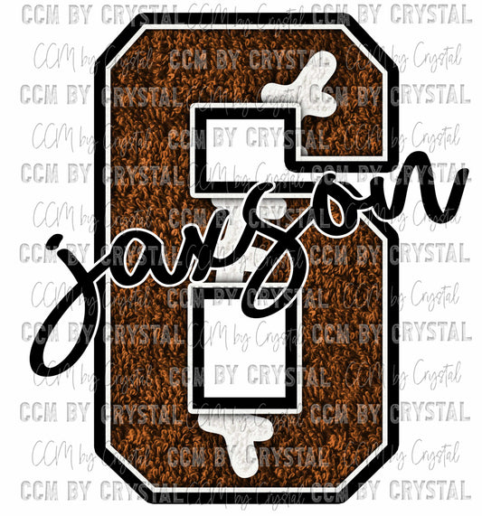 Personalized Football Faux Chenille Letter and Mascot Name Ready to Press Transfer DTF Transfer Sublimation Transfer
