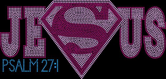 Jesus Superhero Approximately 11" wide Spangle Transfer