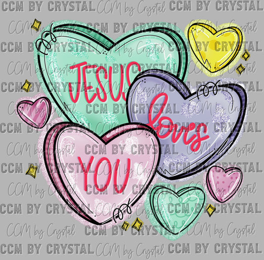 Jesus Loves You Christian Valentines Day Ready to Press Transfer DTF Transfer Sublimation Transfer