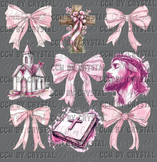 Pink Jesus Coquette Ready to Press Transfer DTF Transfer Sublimation Transfer