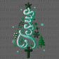 Jesus Blue Christmas Tree Faux Fake Yarn Ready to Press Transfer Instant Peel DTF Transfer Sublimation Transfer