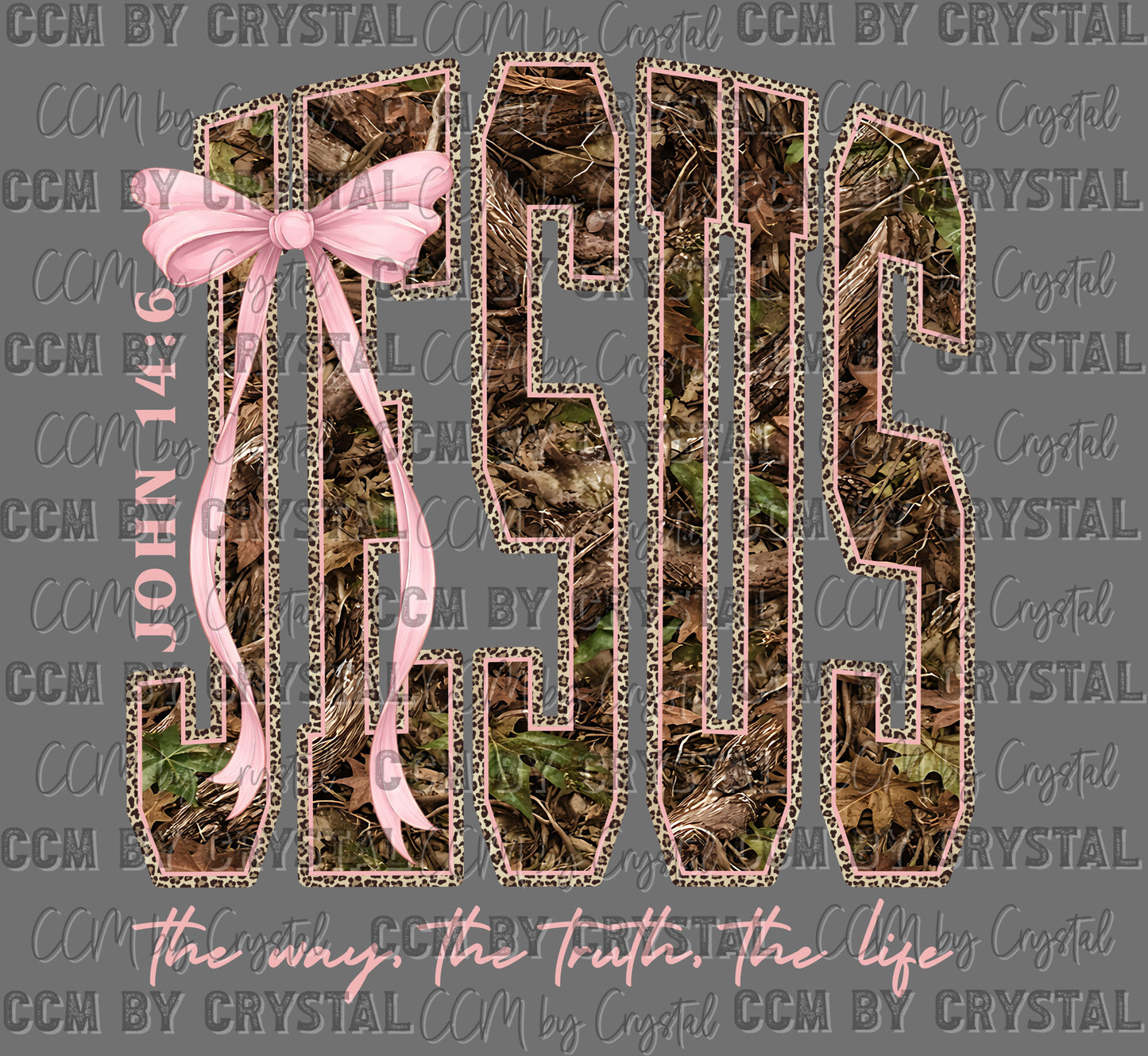 Pink Camo Jesus the Way, the Truth Ready to Press Instant Peel DTF Transfers Sublimation Transfers