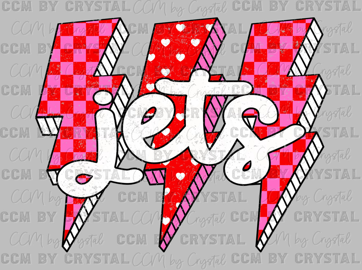 Jets Masoct Lightning Bolts Ready to Press DTF Transfers Sublimation Transfers