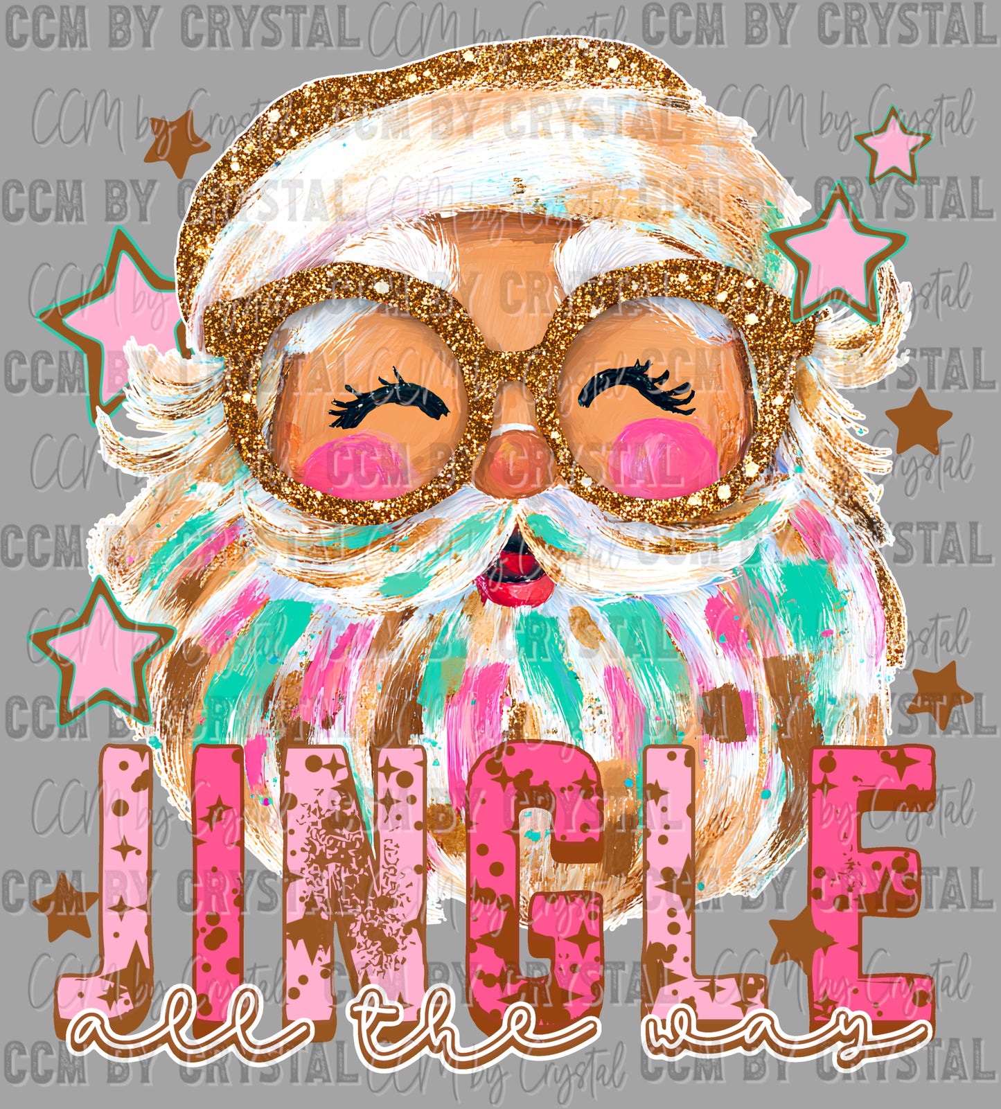 Jingle All The Way Santa Winter Christmas Ready to Press Transfer DTF Transfer