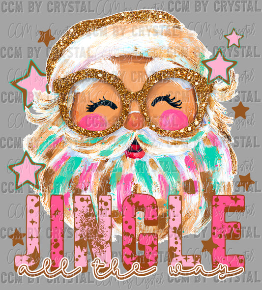 Jingle All The Way Santa Winter Christmas Ready to Press Transfer DTF Transfer