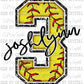 Personalized Softball Faux Chenille Softball Letter and Mascot Name Ready to Press Transfer DTF Transfer Sublimation Transfer